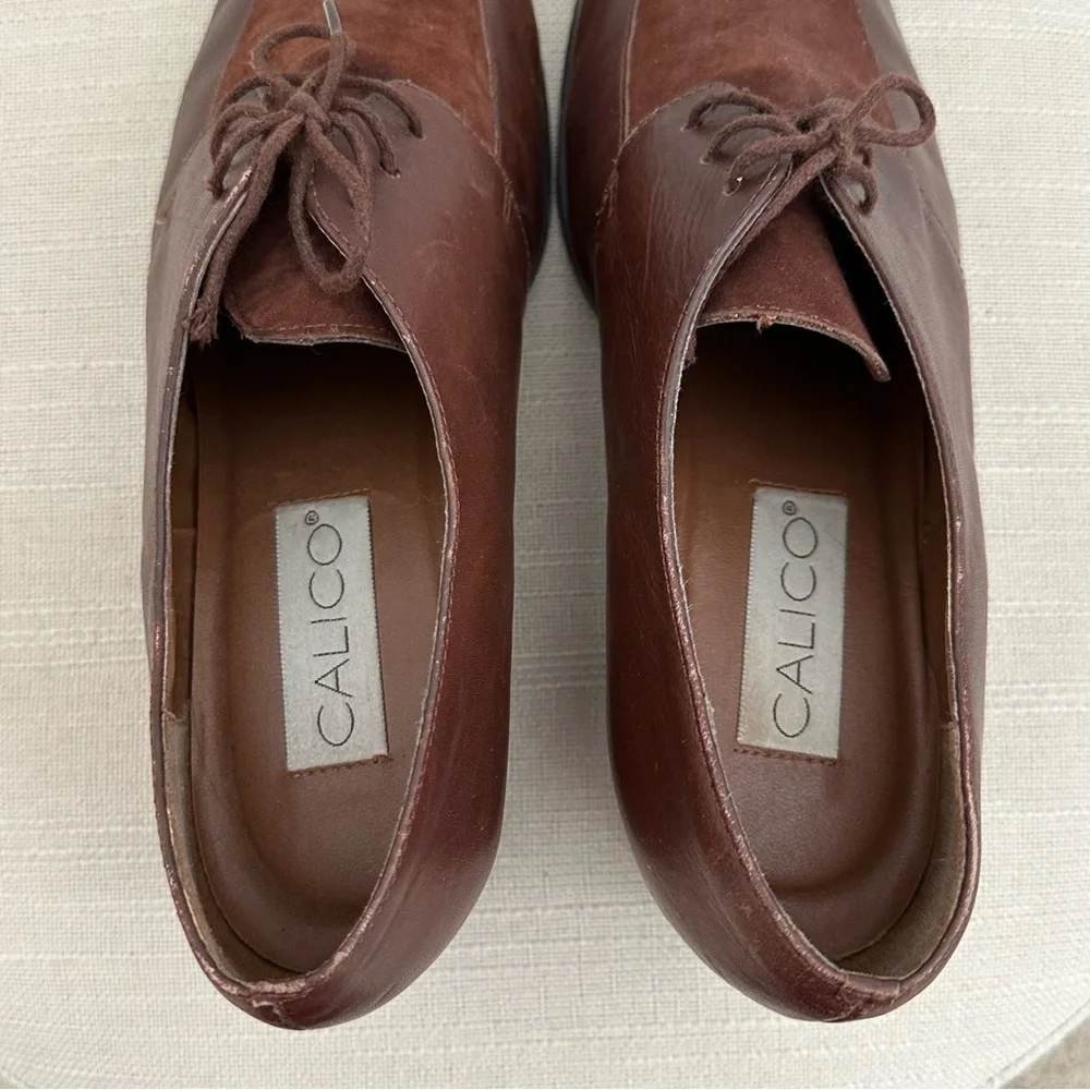 Vintage Brown Suede Leather Heeled Loafer Shoes- Preppy Collegiate Fall Office